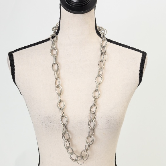 Silver tone longer chain length style necklace toggle closure Lauren Conrad - Picture 11 of 13
